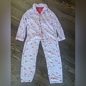 Max and Olivia Pink Santa Kids Fleece Pajamas size 10-12